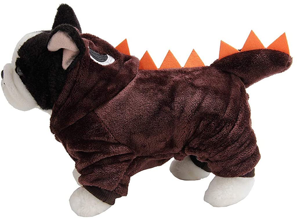  TWBB Ropa para Mascotas, Lindo Dinosaurio con Capucha Ropa para Mascota Perro Gato Manga Larga Abrigo Invierno Cálido Divertido Cachorro Disfraz para Yorkshire Terrier Chihuahua, XS-XL 