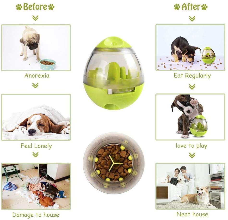  UIQELYS Iq Treat Ball, Pelota interactiva para Mascotas Pelota dispensadora de Comida para Perros y Gatos, Chew Ball Limpieza de Dientes Bola para Perros Rompecabezas Juguetes Alimentación Lenta 