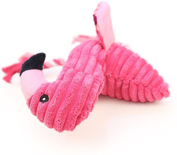  UKCOCO Juguete de cuerda de masticar para perro, con forma de flamenco, juguete interactivo para limpieza de dientes (rosa) 