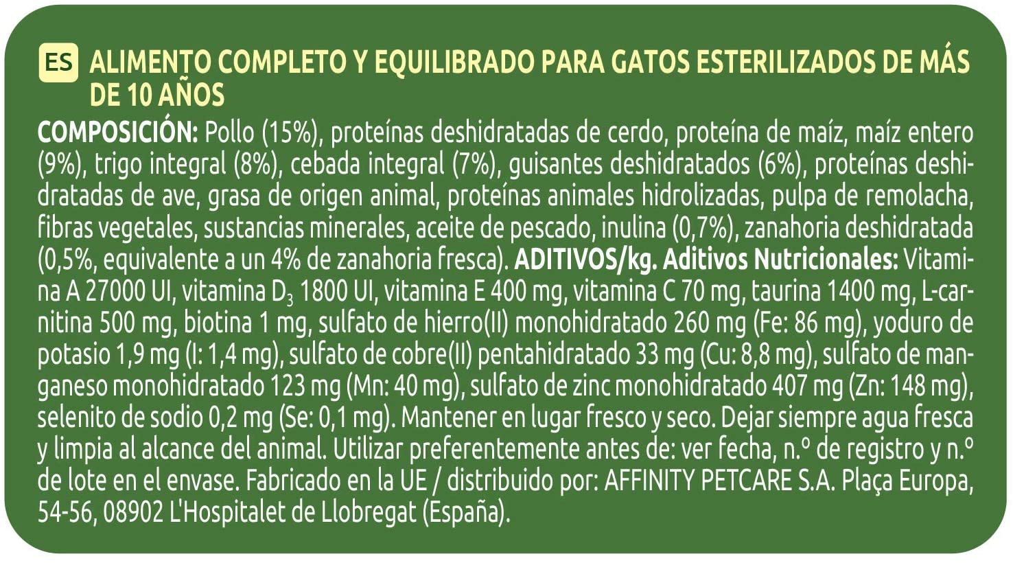  ultima Pienso para Gatos Esterilizados Senior con Pollo - 800 gr 