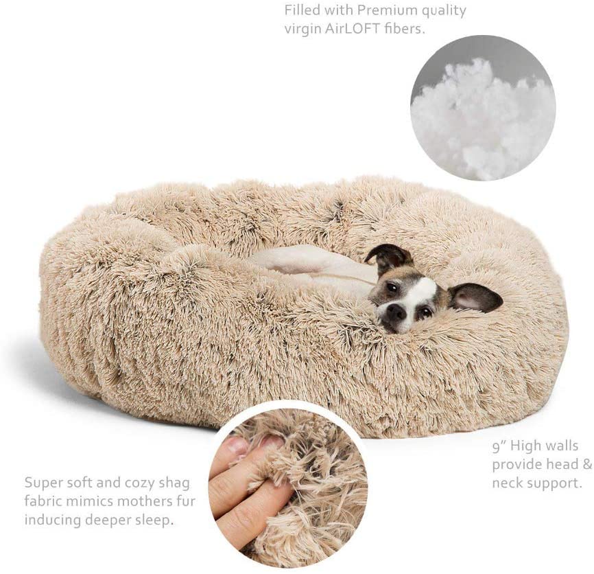  Unknow Lavado a máquina Desmontable Nido de Gato cojín de Perro con Forma de rosquilla cojín de Cama Redondo para Gato y Perro Calentamiento de Cama cómodo sofá de Gato y Perro Nido 