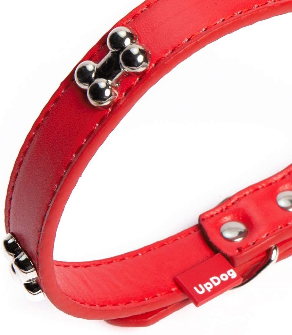  UPDOG Collar para Perro de Cuero Sintético Huesos. Diferentes tamaños para Todas Las Razas de Perros 