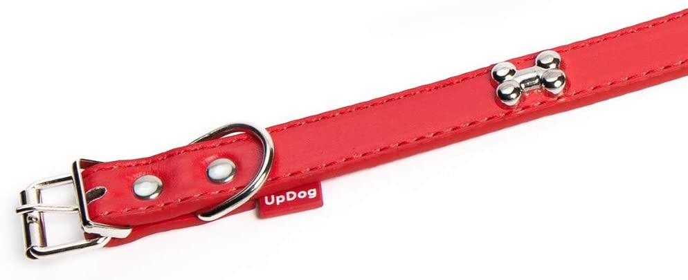  UPDOG Collar para Perro de Cuero Sintético Huesos. Diferentes tamaños para Todas Las Razas de Perros 