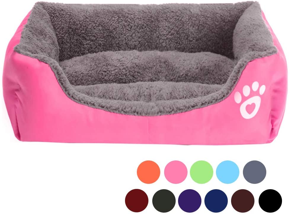  Urijk - Cama para Perro o Gato, Suave, Lavable, Impermeable, Oxford, para Cachorro, pequeño, Mediano, Grande, Perro o Gato, Suave y cálida, Forro Polar, con Base Antideslizante y Resistente al Agua 