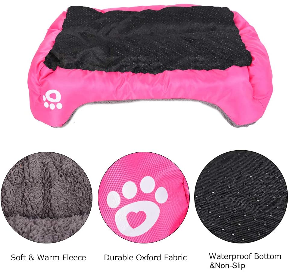  Urijk - Cama para Perro o Gato, Suave, Lavable, Impermeable, Oxford, para Cachorro, pequeño, Mediano, Grande, Perro o Gato, Suave y cálida, Forro Polar, con Base Antideslizante y Resistente al Agua 