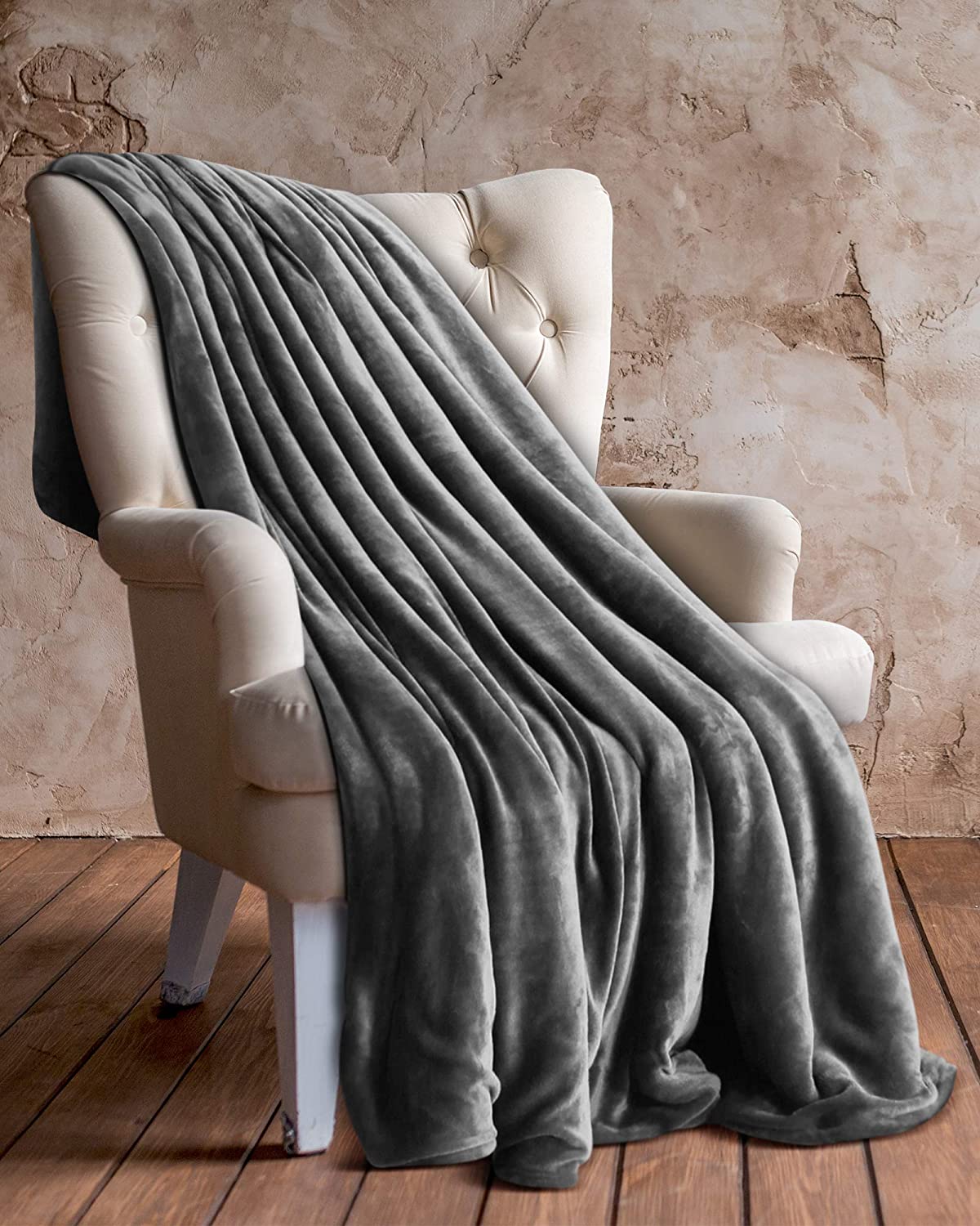  Utopia Bedding Vellón Manta (Gris, 127 x 152 cm) - Tejido De Vellón De Microfibra - Manta De Sofá, Suave y Cálida 