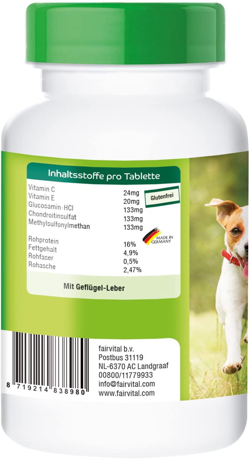  Vetipur Glucosamina Plus para perros - 90 comprimidos - Con Glucosamina, Condroitina, MSM, Vitamina C y Vitamina E - ¡Calidad Alemana garantizada! 