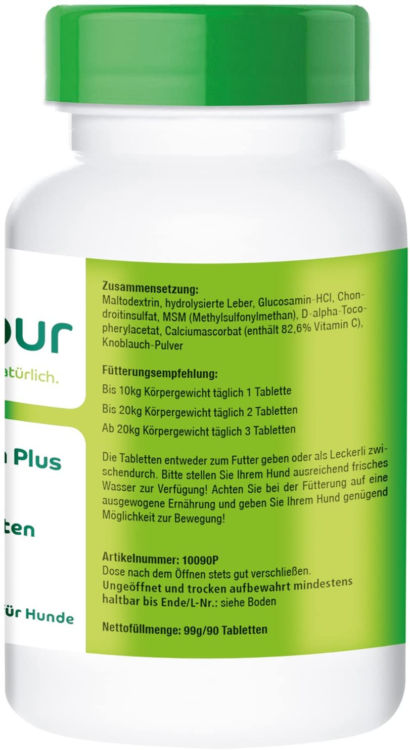  Vetipur Glucosamina Plus para perros - 90 comprimidos - Con Glucosamina, Condroitina, MSM, Vitamina C y Vitamina E - ¡Calidad Alemana garantizada! 