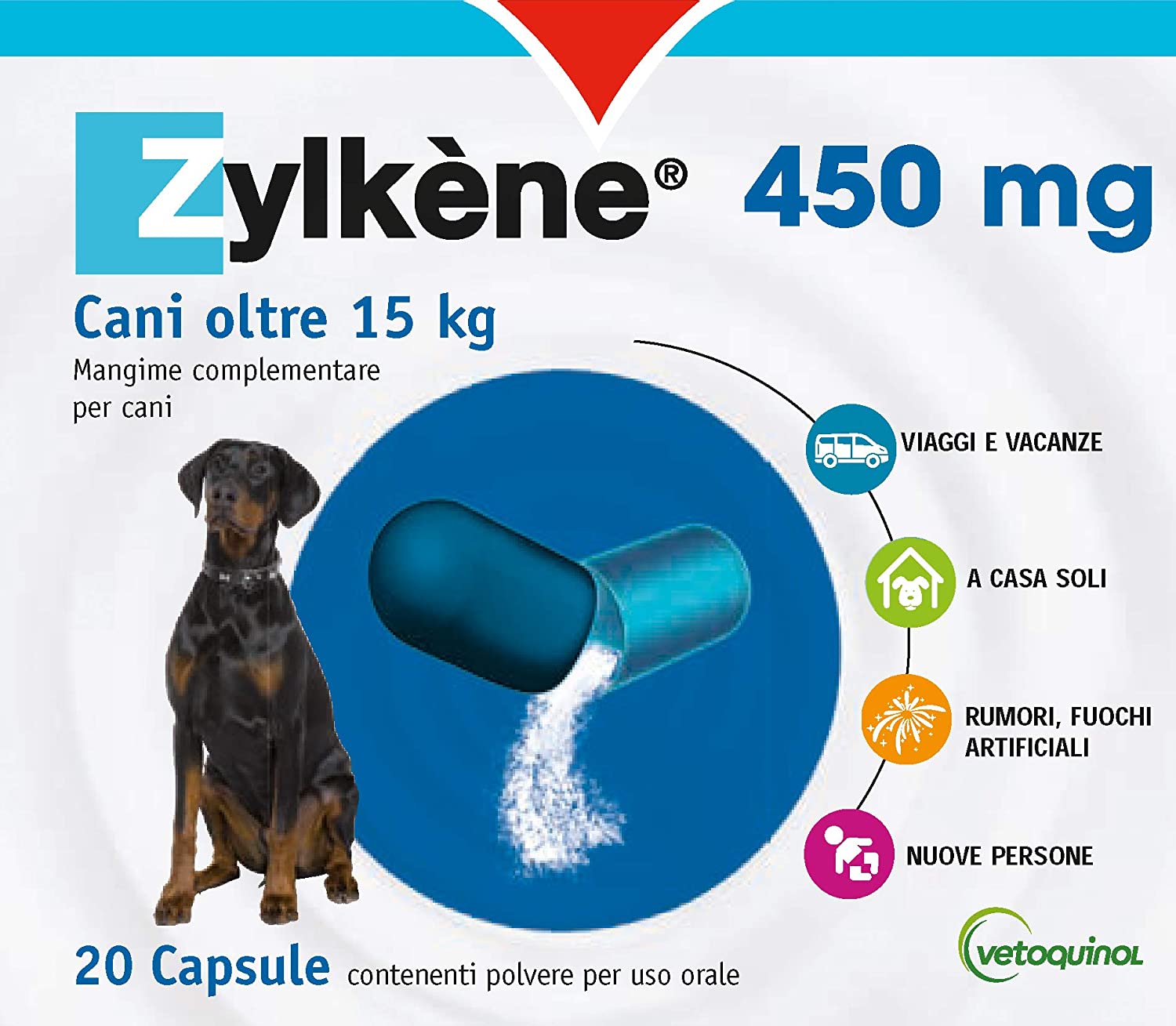  Vetoquinol Zylkene perros Suplementos Dietéticos 20 Cápsulas 450mg 