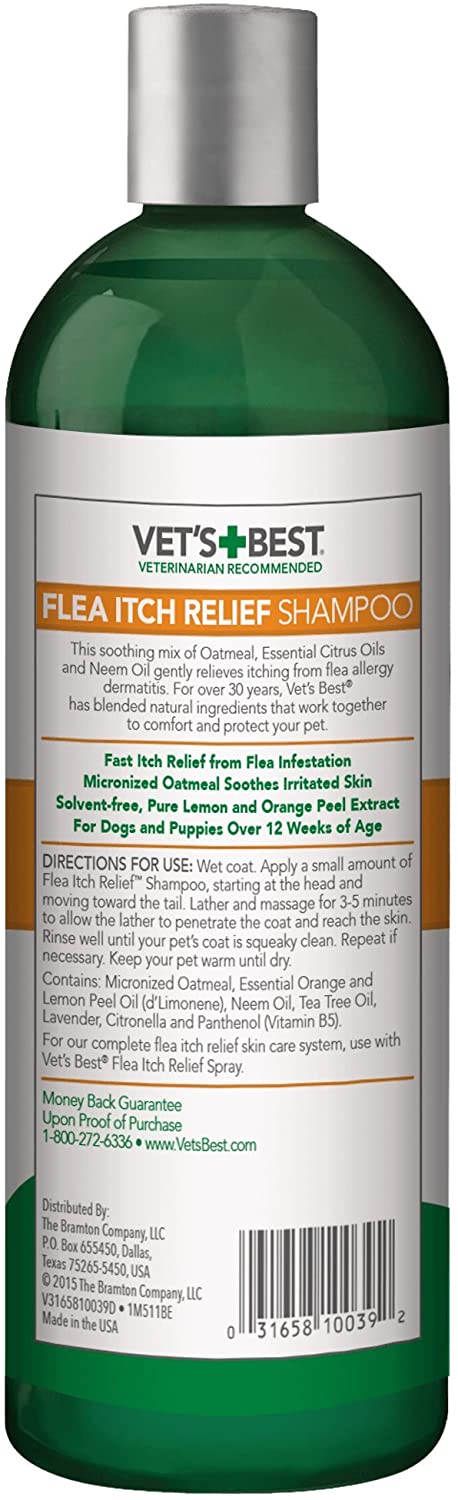  Vet's Best Champú para Perros de Alivio de La Picazón de Pulga Tratamiento de pulgas para Perros con aceites Naturales, 470ml 