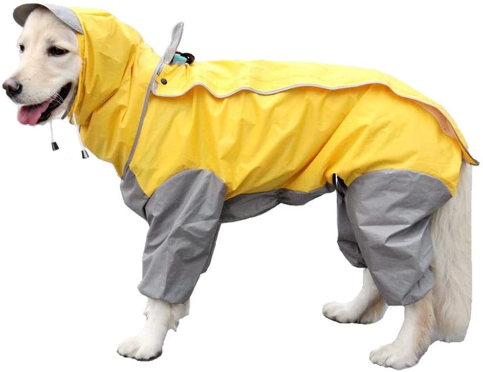  VICTORIE Mascota Perro Impermeables Chubasqueros con Capucha para pequeño Medianas y Grandes Perros Andar excursión Acampada deambular Amarillo 3XL 