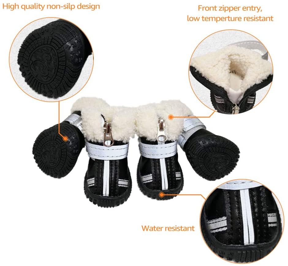  VIMUKUN Zapatos para Perros Botas Impermeables para Perros Botines para Perros de Nieve Protección para Patas de Perros con Suela Antideslizante, Calcetines para Perros 