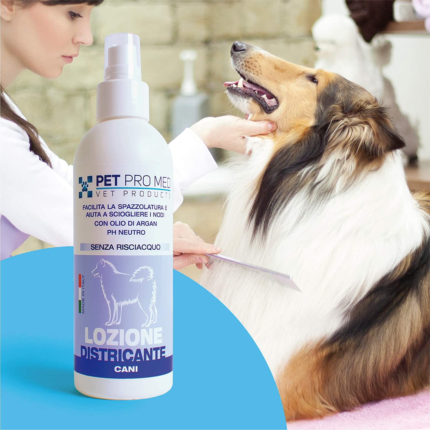  Virosac 140134 - Loción desenredante para el Pelo de los Perros Pet Pro Med. Paquete de 200 ml de Ph Neutro con Aceite de argán 