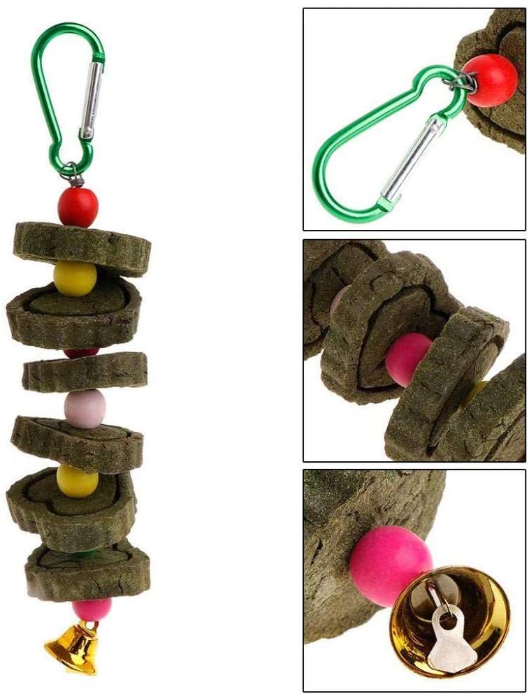  Wanguo Loro Chew Toys, Dientes de Pulido del Animal doméstico Strand Hierba de Bolas Colgantes de la Galleta de la Jaula Juguetes con Bell Molar Bite Chew para Chinchilla Conejo Pájaro del Loro 