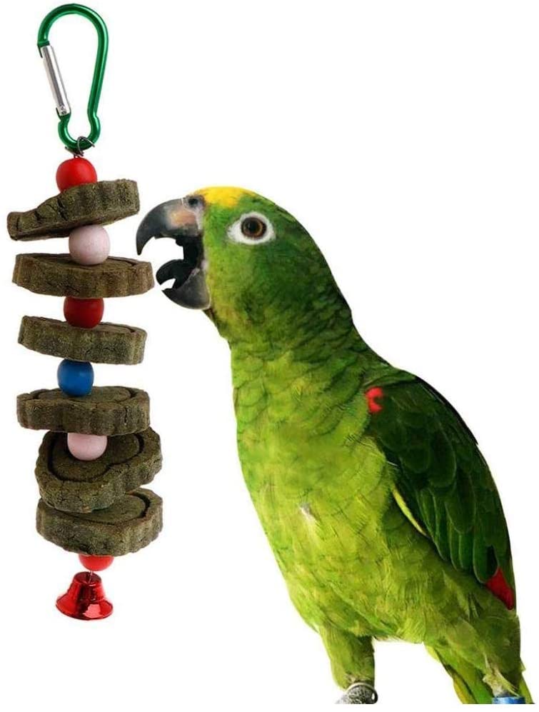  Wanguo Loro Chew Toys, Dientes de Pulido del Animal doméstico Strand Hierba de Bolas Colgantes de la Galleta de la Jaula Juguetes con Bell Molar Bite Chew para Chinchilla Conejo Pájaro del Loro 