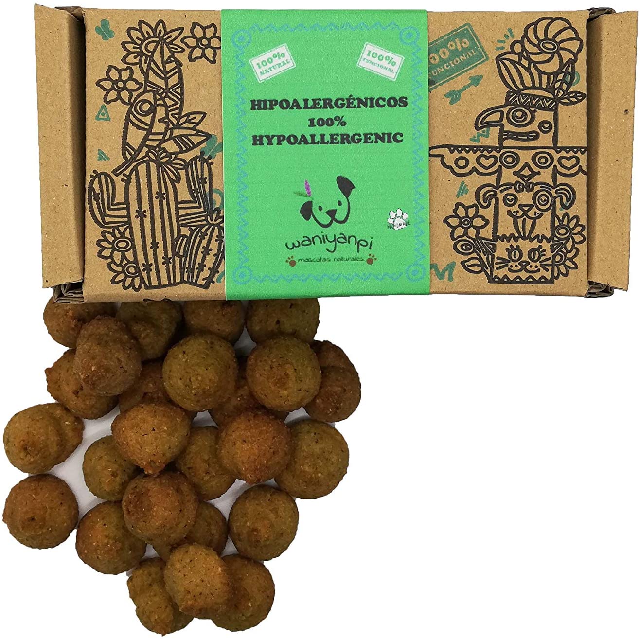  Waniyanpi Snacks 100% Hipoalergénicos 1,2kg (6 Cajas x 200kg)|para Perros con alergias alimentaria.|Elaborados con Fruta y Zanahoria. 