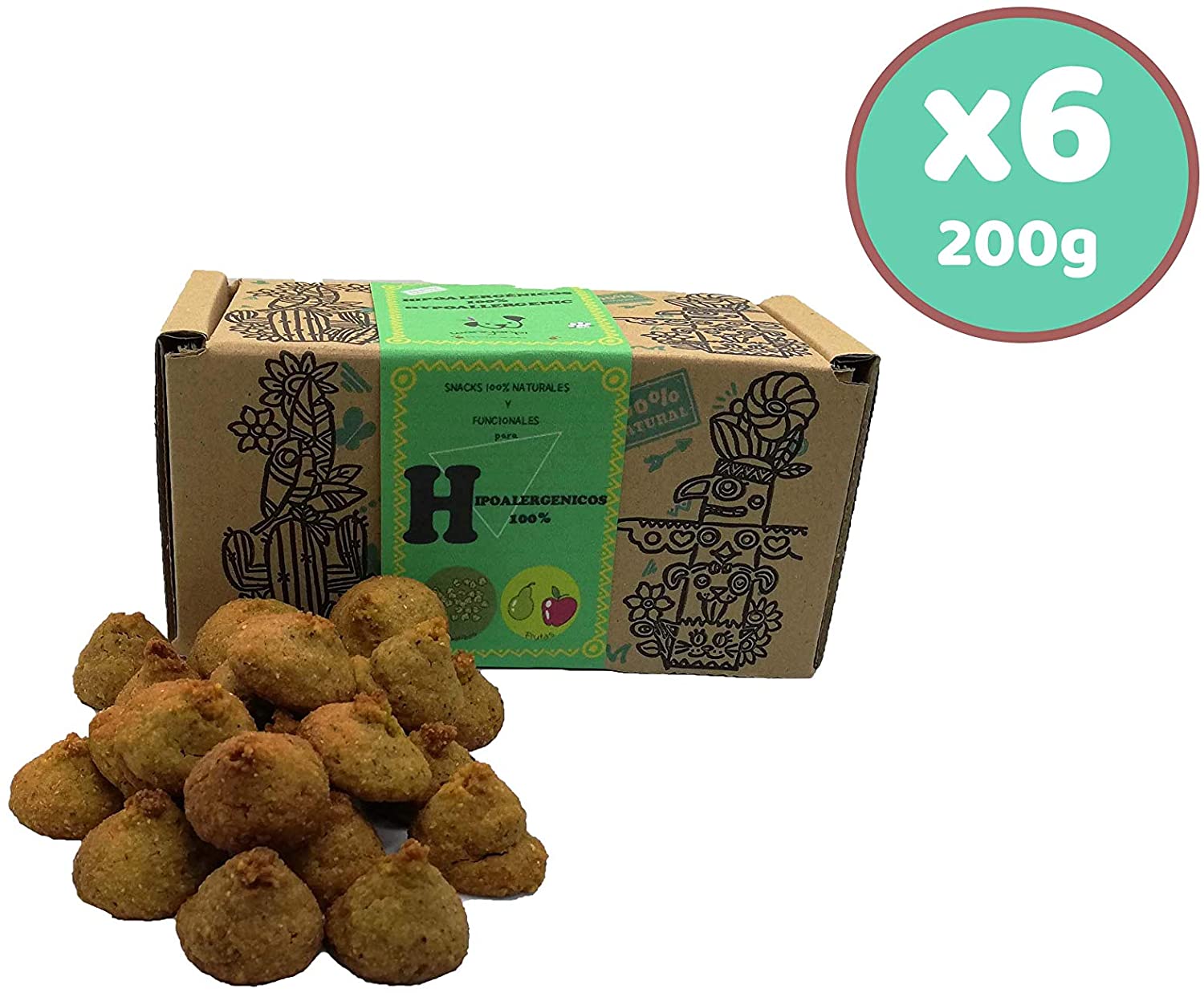  Waniyanpi Snacks 100% Hipoalergénicos 1,2kg (6 Cajas x 200kg)|para Perros con alergias alimentaria.|Elaborados con Fruta y Zanahoria. 