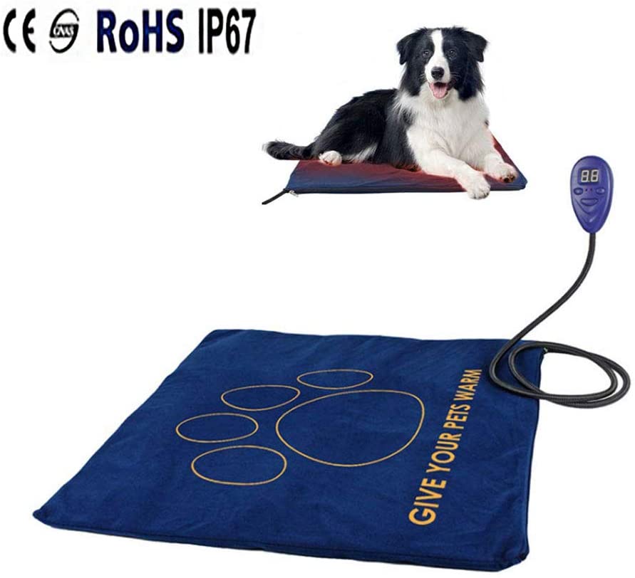  WHCCL Almohadilla térmica para Mascotas, colchón Calentador para Perros y Gatos de 12 V, termostato Lavable a máquina, Suave y Acogedor para Gatos Grandes, Perros medianos, 50 * 50 cm 