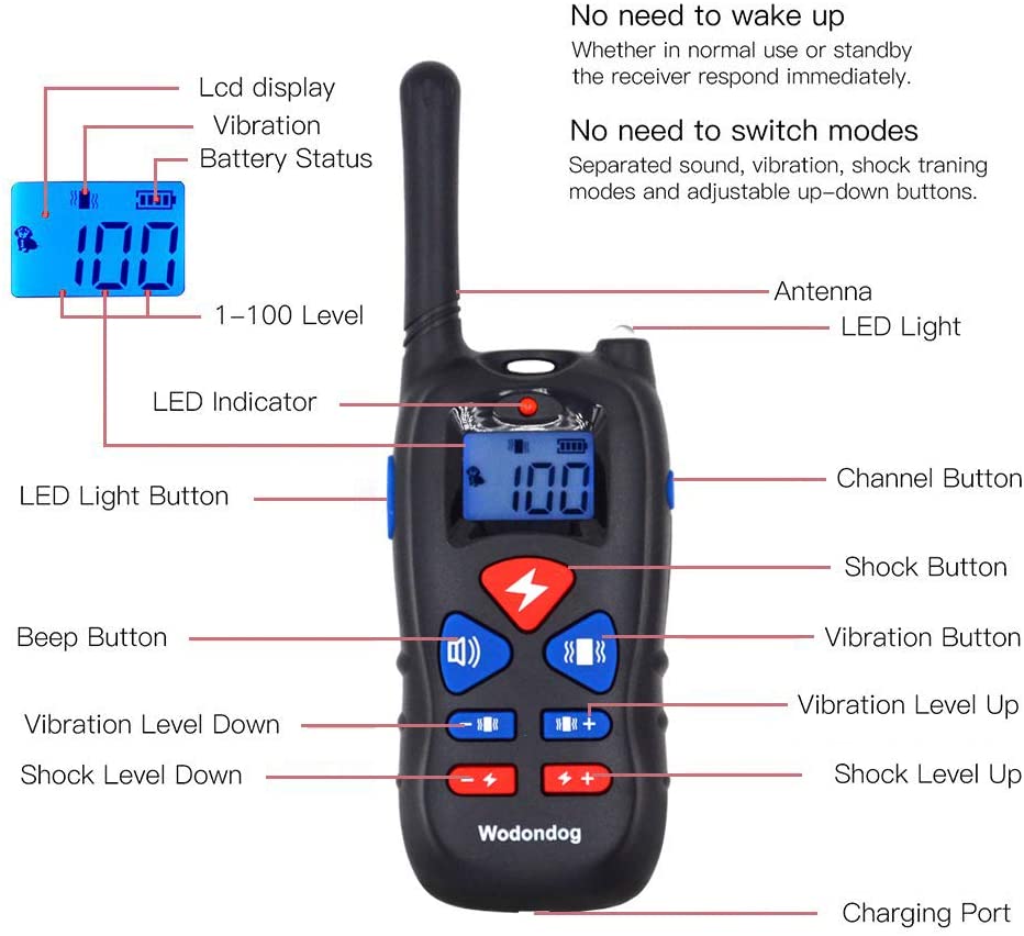  Wodondog Collar Adiestramiento Perros Remoto de 500 Metros 