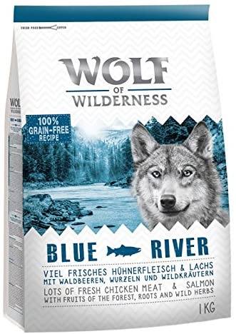  Wolf of Wilderness - Salmón para adulto "Blue River" Una comida saludable y saludable para su perro 