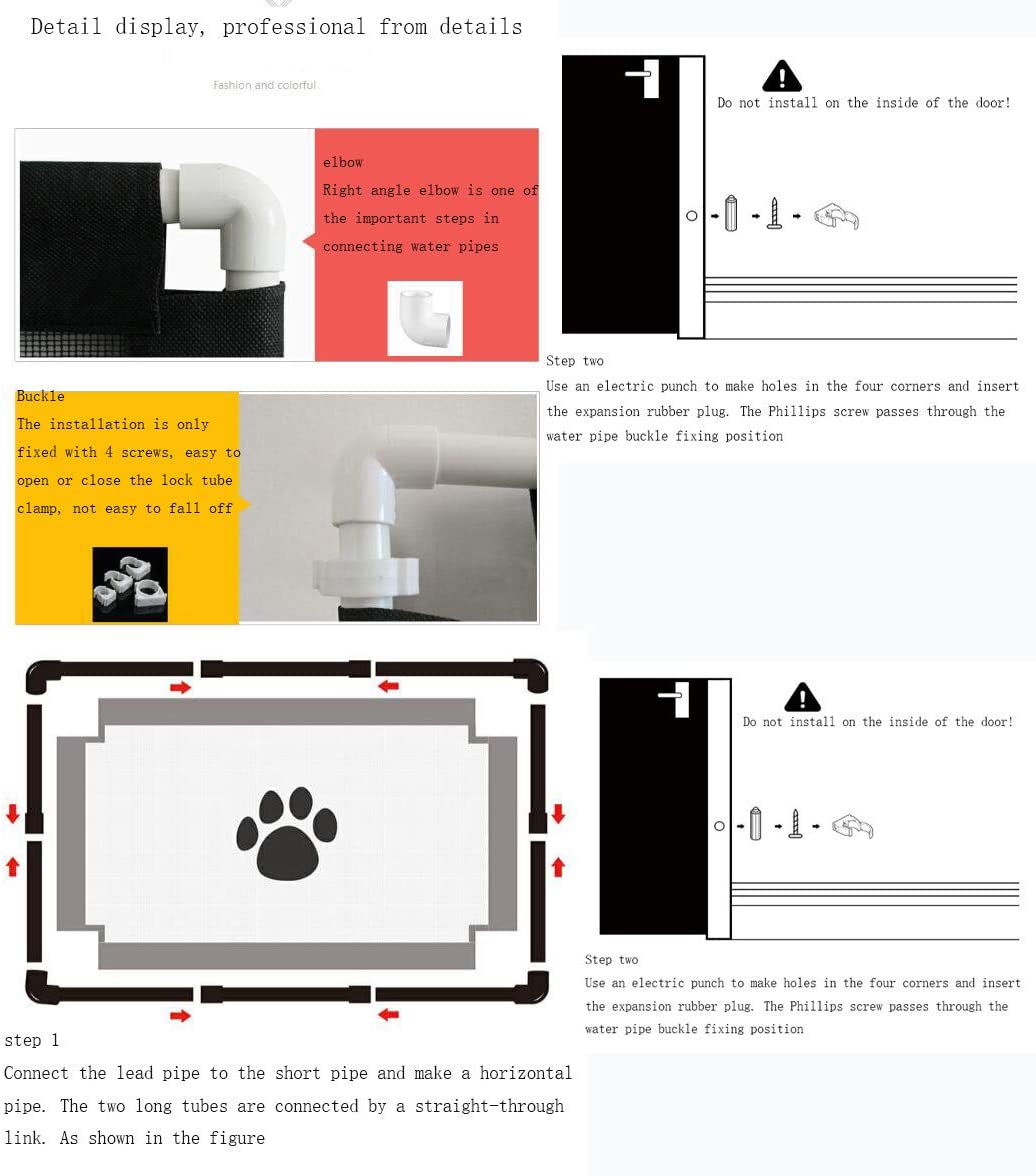  WXJHA Puerta del Perro casero mágica Puerta fácil de Instalar y con Cerradura Safe Guard para Aislamiento Perros Pet Net Interior y Puerta de Seguridad al Aire Libre Instalar en Cualquier Lugar 