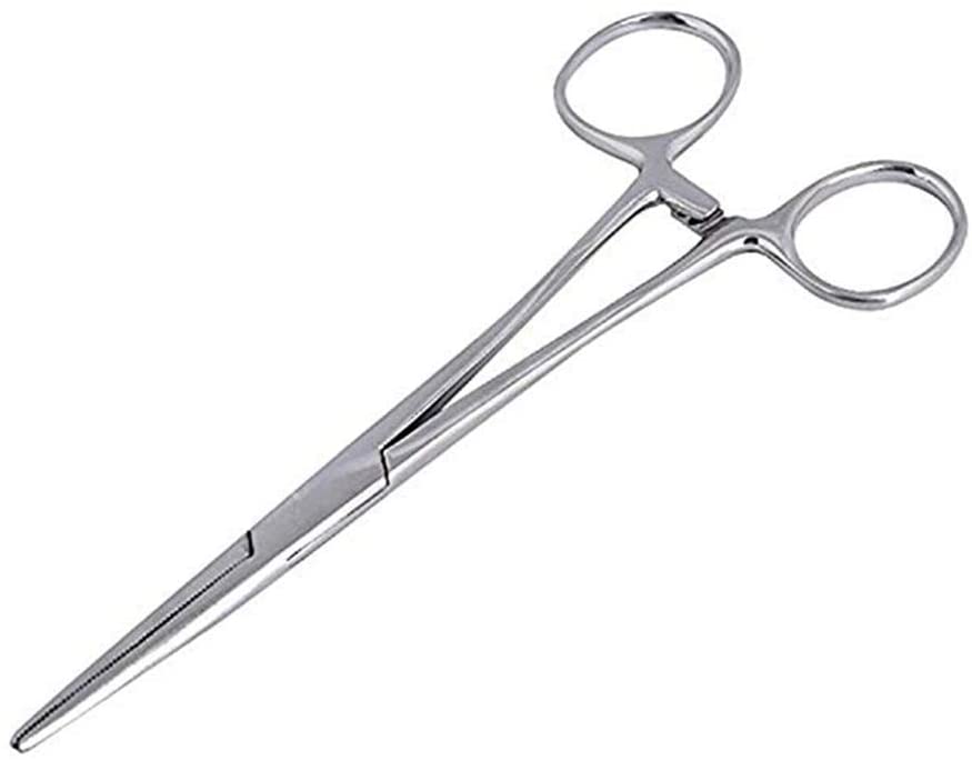  WYMAODAN YIYI Pinzas hemostáticas, acero inoxidable Perro Gato Mascota Tijeras Oreja Abrazadera de pelo Tijeras de pesca Herramientas (12.5 cm recto) 