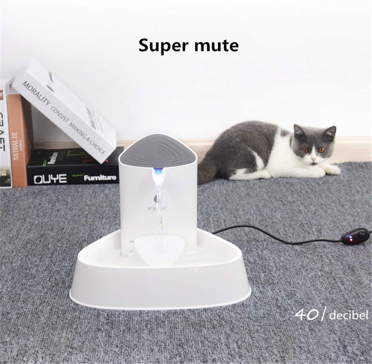  XUEE Fuente para Gatos LED Fuente automática para Beber Agua para Mascotas Dispensador de Agua para Mascotas con Flujo de Agua Ajustable, Ideal para Gatos y Perros pequeños 