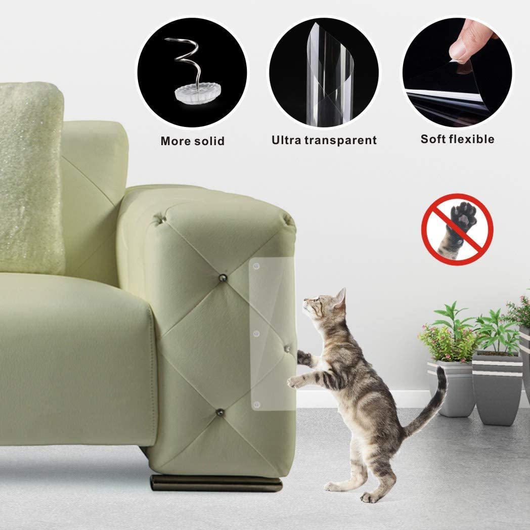  XUNKE 4 Piezas Gato Protector de arañazos para Muebles con 20 Tornillos,Protector de sofá para Mascotas Evitar Que los Gatos rasguñen los Muebles Evite el rasguño del cojín del sofá 