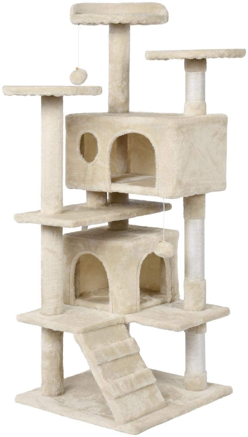  Yaheetech Árbol para Gatos Rascador Casa para Gatos Escalera Juguete de Sisal Altura 130 cm 