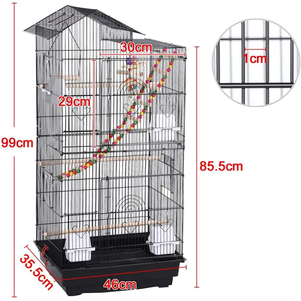  Yaheetech Jaula de Pájaros Jaula de Aves Canarios 46 x 35,5 x 99 cm Jaula para Mascota 