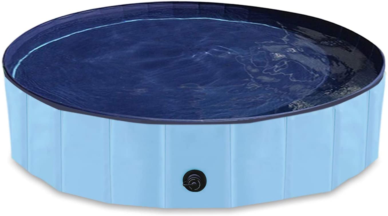  YAOBLUESEA Piscina para Perros, 160x30 CM Piscina para Perros Bañera Plegable para Mascotas - Gran/Azul 