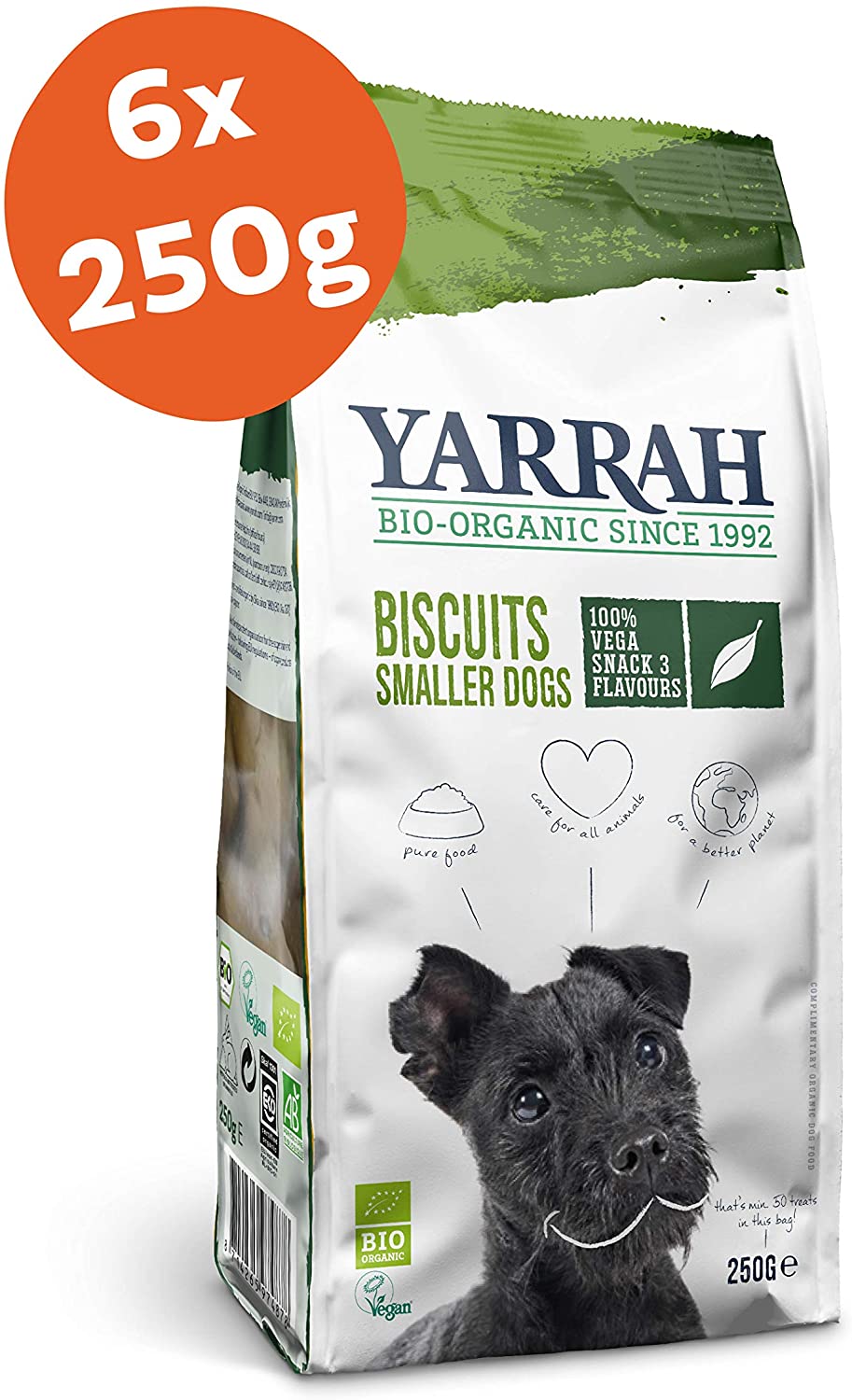  Yarrah Vegetariano rische Bio Comida para Perros, 6 Unidades (6 x 250 g) 