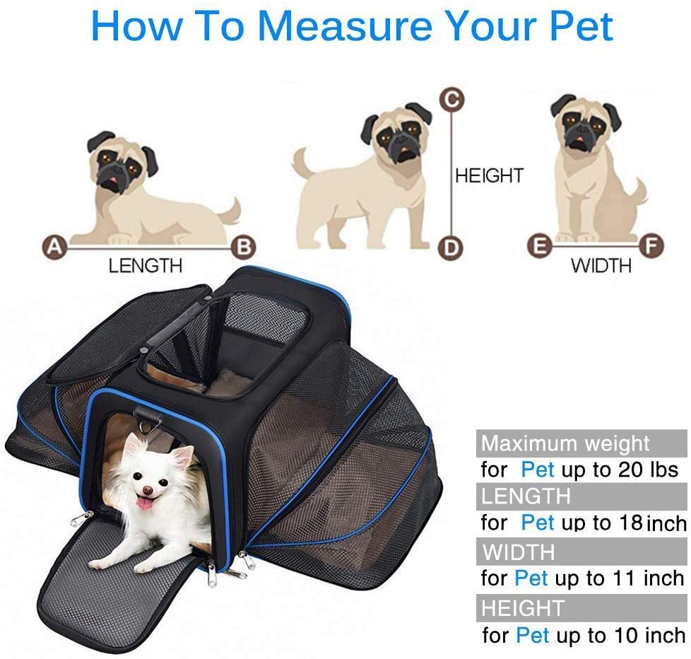  YOUTHINK Transportín Plegable para Perros, Portador de Viaje para Mascotas, Portador de Lado Suave con Almohadillas de Lana extraíbles, Adecuado para Perros o Gatos pequeños(73 * 45 * 28 cm) 