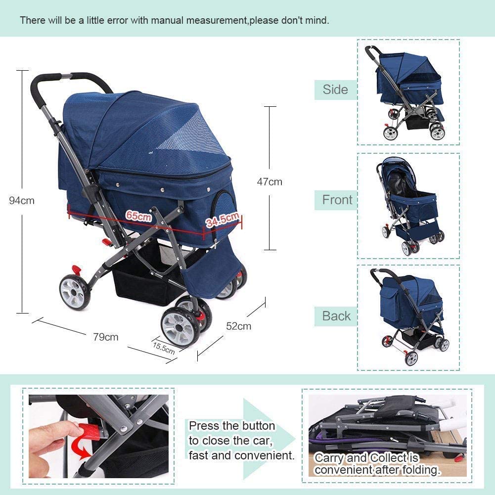  YPYJ - Carrito Plegable y práctico para Mascotas 