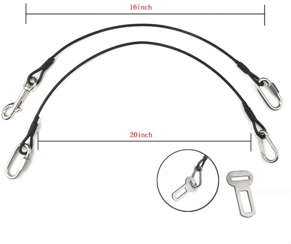  YuCool Cinturón de Seguridad Perro, 2 Unidades, Cable de Acero a Prueba de Agua, cinturón de Seguridad para Perros pequeños, medianos, Grandes y extragrandes. 