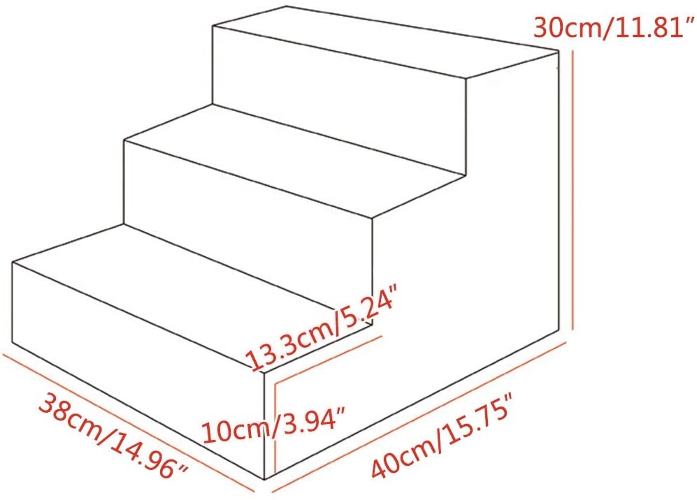  YUENA CARE Escalera de Mascota con Funda Extraíble y Lavable Alta Resiliencia 3 Pasos de Escalera para Perro y Gato Súper Suave Gris 