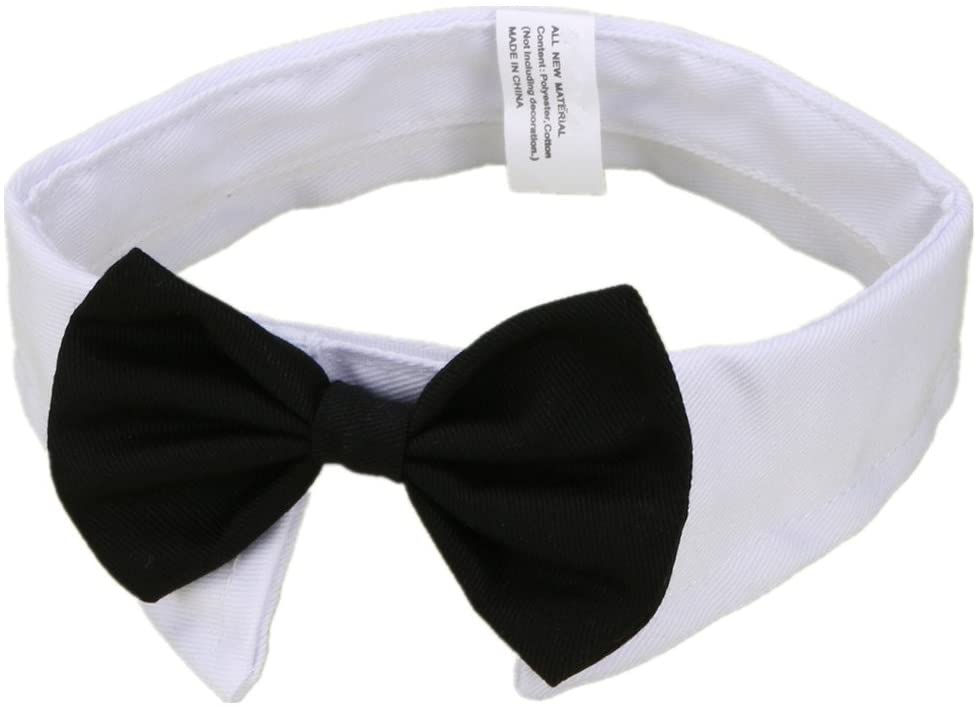  YUMSUM Collar de pajarita para mascota, fila formal para el cuello del perro o gato con cierre ajustable collar blanco 