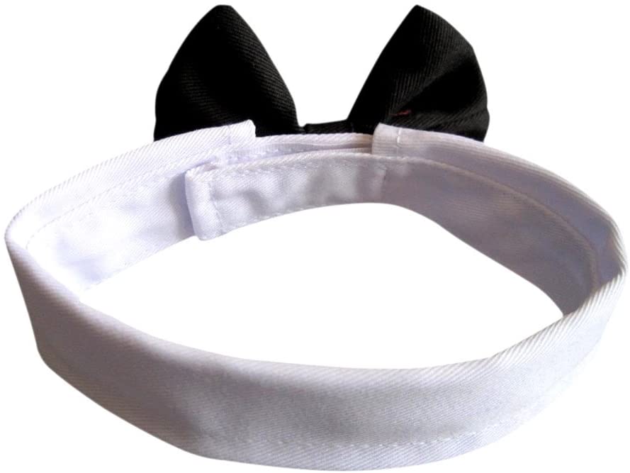  YUMSUM Collar de pajarita para mascota, fila formal para el cuello del perro o gato con cierre ajustable collar blanco 