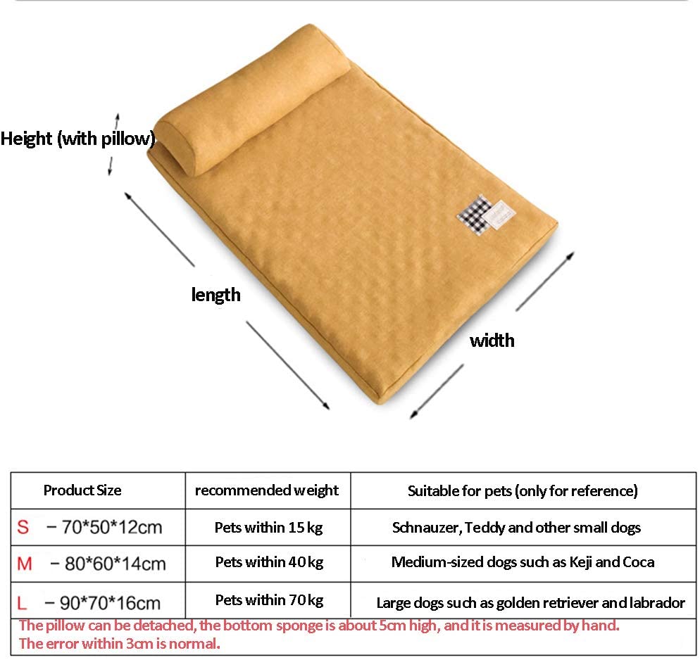  ZANGXING Colchoneta para Mascotas, Cama para La Primavera Y El Verano Funda De Cama para Perros, Ultra Suave, De Gran TamañO, Mantas De Cama para Gatos Cachorros, Resistentes Al Agua (Amarillo),L 