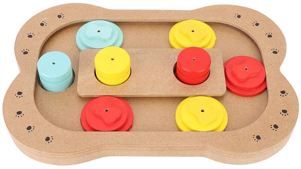  Zerone Juguete Educativo para Perros, Perros Coloridos de Madera para Mascotas Gatos Que Buscan Comida Rompecabezas Educativo tratado con Juguetes Juguete Interactivo(Hueso) 