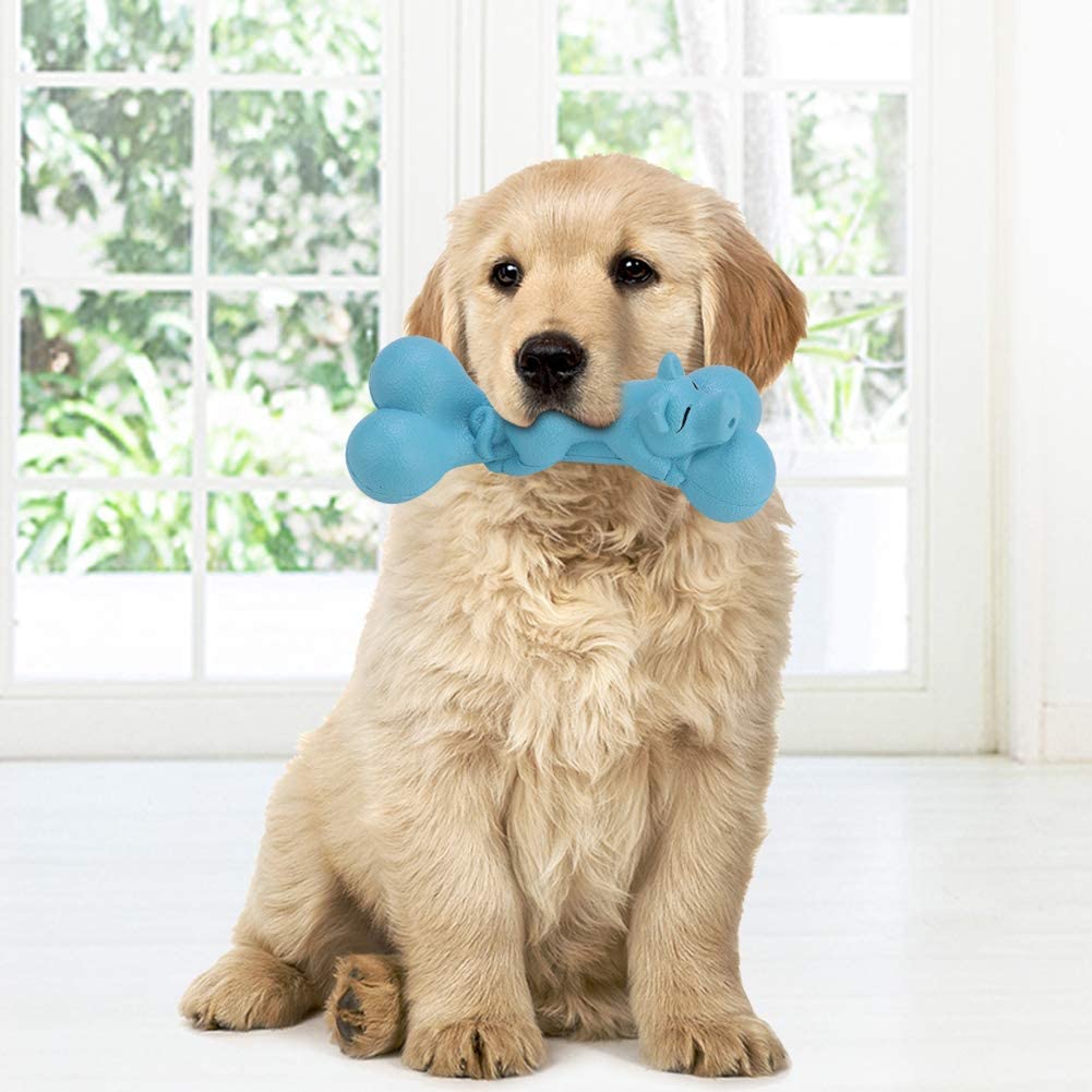  Zerone Juguete para Perro, Juguetes de Entrenamiento para dentición con Hueso de Goma Suave 