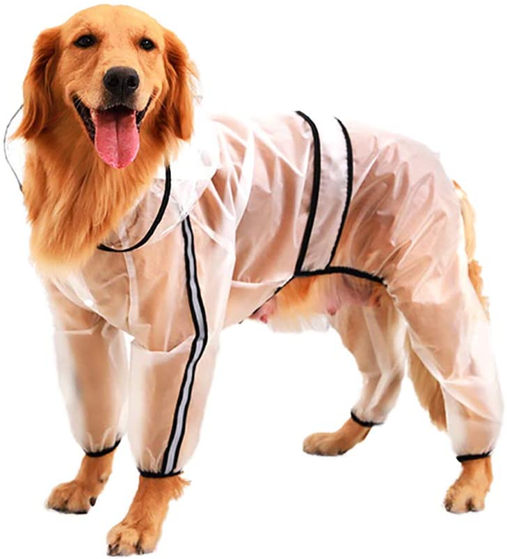  Zhyaj Chubasquero Medianos Perro De Raza con Capucha Y Collar Agujero, Ultra-Light Transpirable Transparente 100% Impermeable Chaqueta para Lluvia Adecuado para Perros Pequeños Y Medianos. 