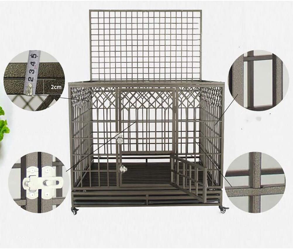  Zhyaj Jaula Extrafuerte, 2 Puertas, Plegable, para Perros, con Bandeja De Plástico Y Polea Inferior Facil De Montar 