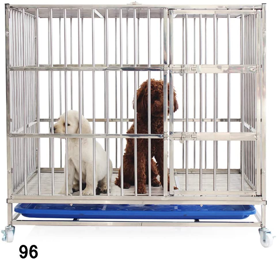  Zhyaj Jaula para Perritos, Jaula para Perros con 2 Puertas Plegables, Bandeja Extra Grande Hecha Y Polea Inferior (Accesorio) 