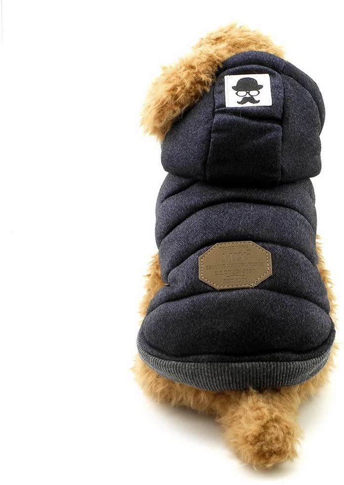  Zunea Chaleco de Perro pequeño Forro Polar Forrado Abrigo de Invierno cálido Chaqueta de Cachorro con Capucha a Prueba de Viento Mascota Chihuahua Sudadera Ropa de Perrito Prendas de Vestir Azul XL 