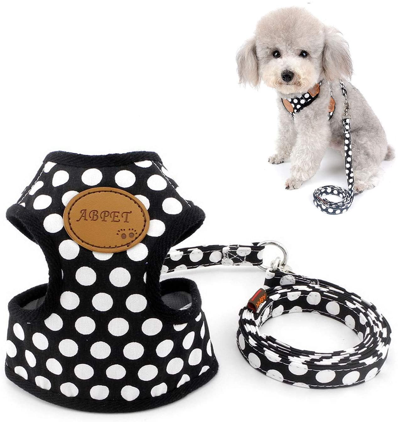  Zunea Nylon Soft Mesh Transpirable Mascota Cachorro Pequeño Perro Gato Chaleco Arnés y Correa Set Leads Ajustable No Pull Walking Control Negro S 