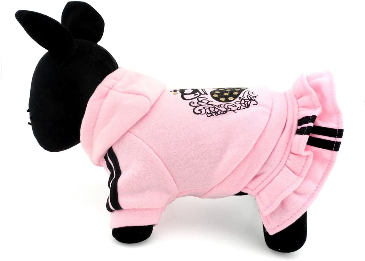  Zunea - Ropa para mascotas para perros pequeños, gatos, chaqueta con capucha, vestido con corazón, color rosa 