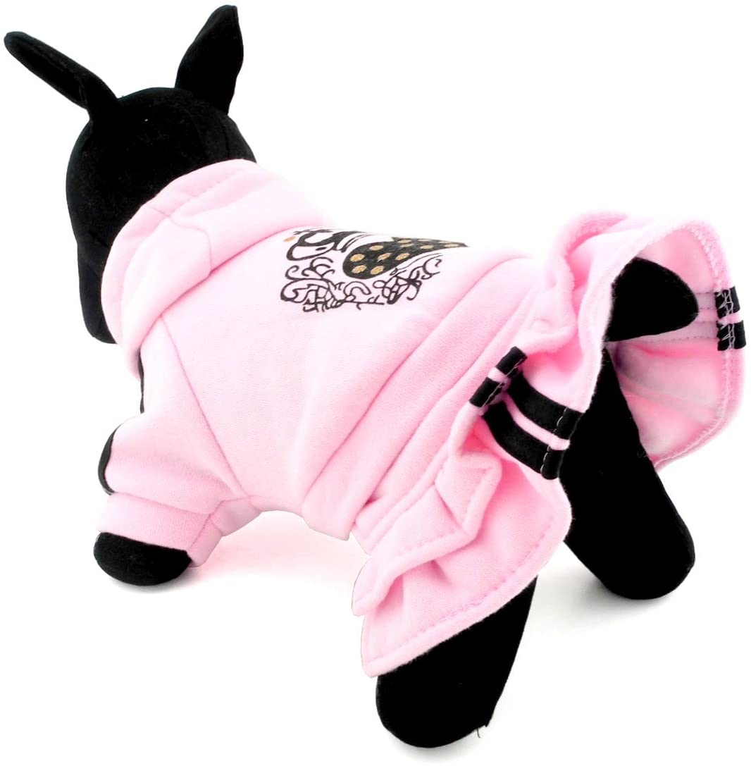  Zunea - Ropa para mascotas para perros pequeños, gatos, chaqueta con capucha, vestido con corazón, color rosa 