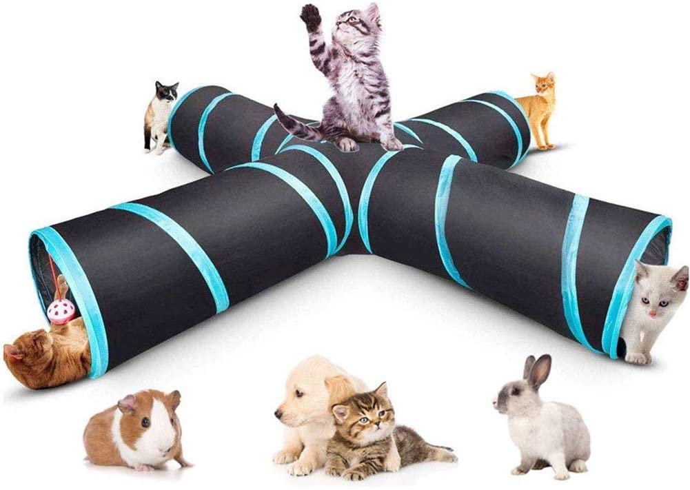  ZUOLUO Túnel del Gato Túnel para Gatos Túnel para Mascotas Gato Laberinto túnel Túnel para Mascotas Perro Plegable Gato túnel 4 Way 