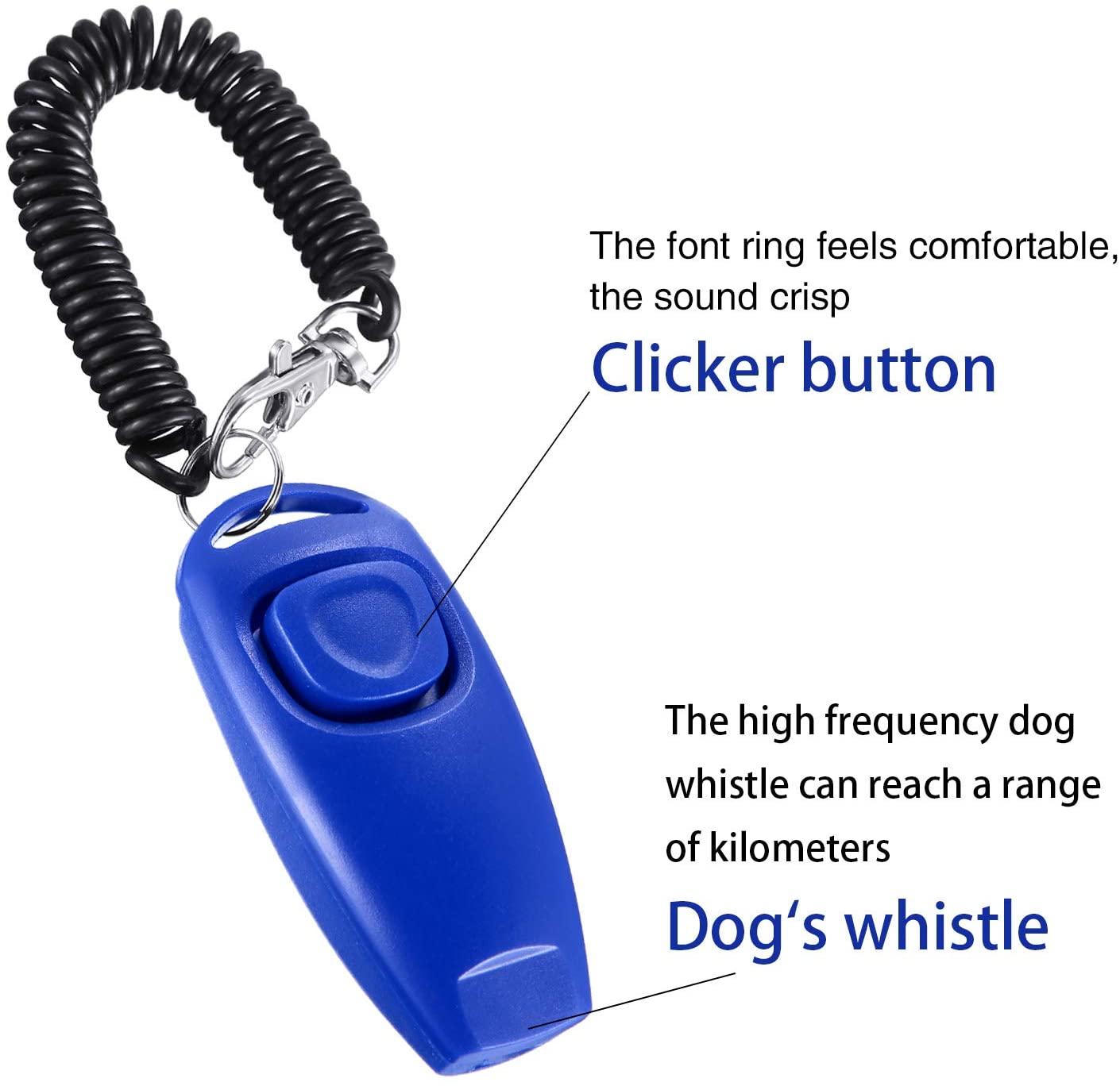  2 Pack de Clicker de Perro Silbato de Perro a Detener Ladrar Clicker de Adiestramiento de Perro de Perro 2 en 1 Herramientas de Adiestramiento de Nueva Actualización con Correa de Silbato (Azul) 